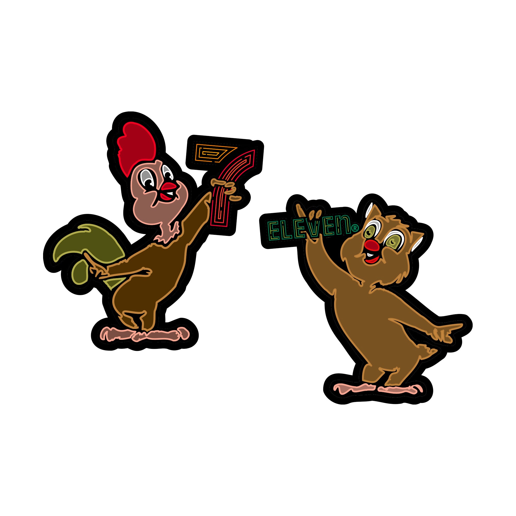Always Open Throwback Rooster & Owl Stickers (Set of 2)