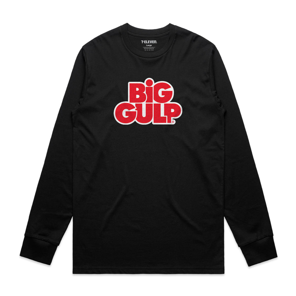 Black long sleeve t-shirt with Big Gulp logo on the front.