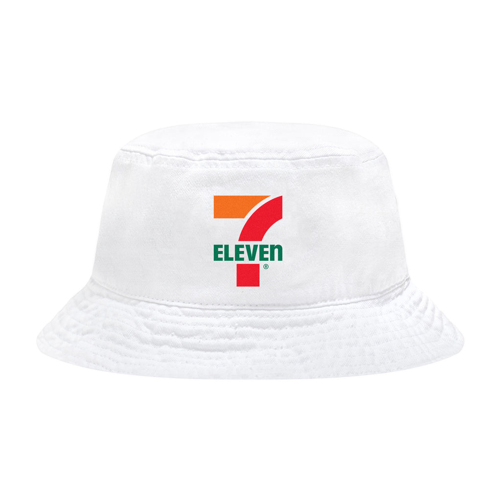 white bucket hat with 7-Eleven logo.